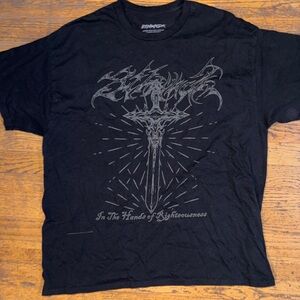 Black Graphic Tee with Sword Design